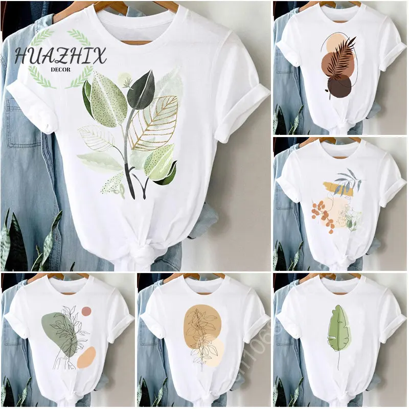 

Plant Summer Trend T-shirts Short Sleeve Beach Print Women Cartoon Casual Fashion Graphic Regular Tshirt Top Lady Travel Tee