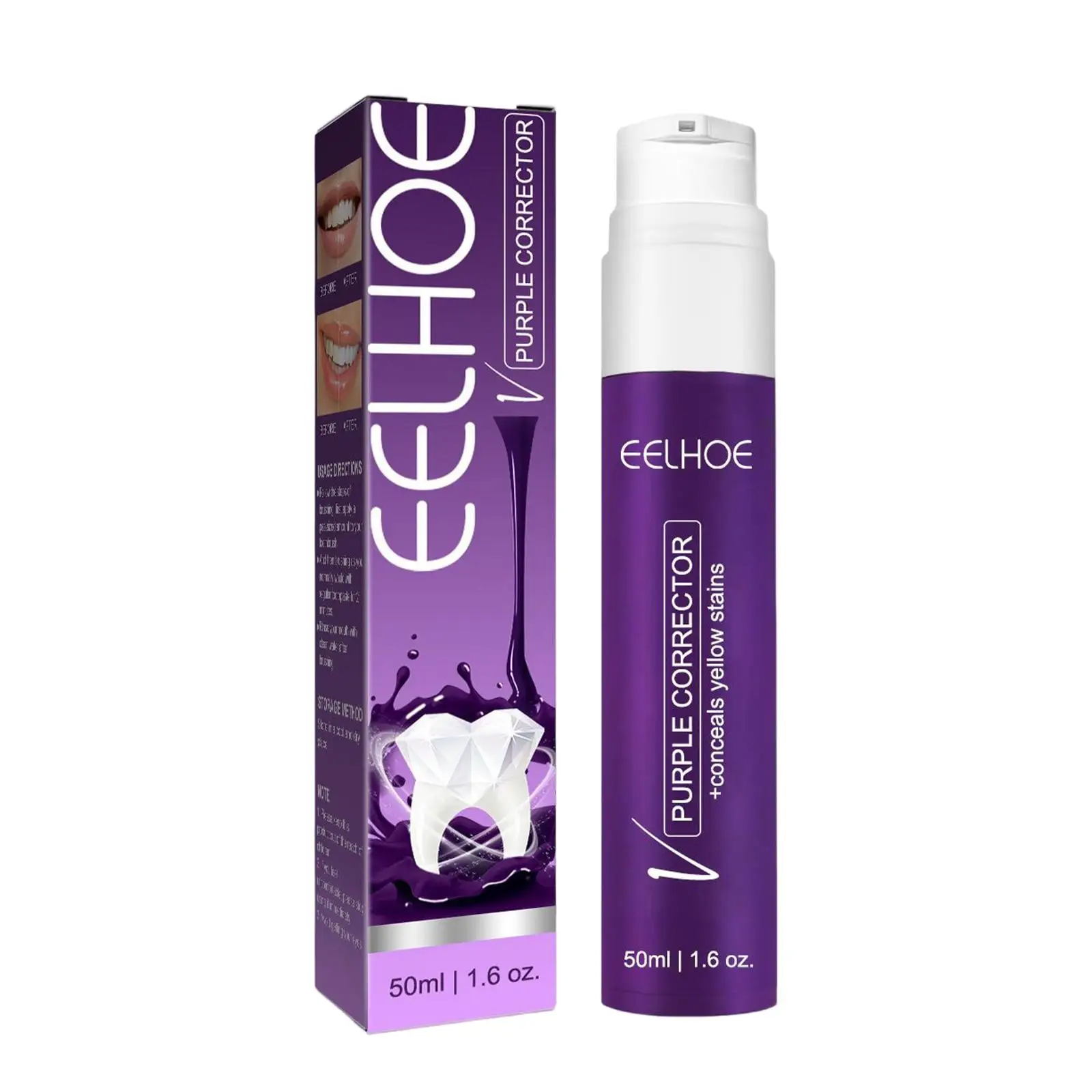 

Purple Whitening Toothpaste Teeth Whitening 50ml Correct Yellow for Sensitive Teeth