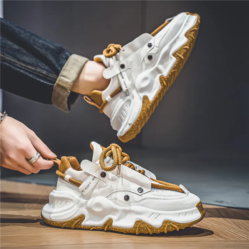 

High-quality Men's Shoes Thick-soled Spring New Versatile Casual Running Shoes Classic Lace-up Non-slip Wear-resistant Shoes