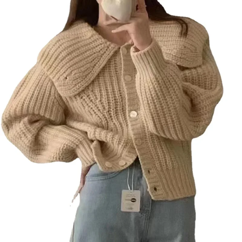 DAYIFUN корейские однотонные вязаные кардиганы осень 2024 новые свободные короткие