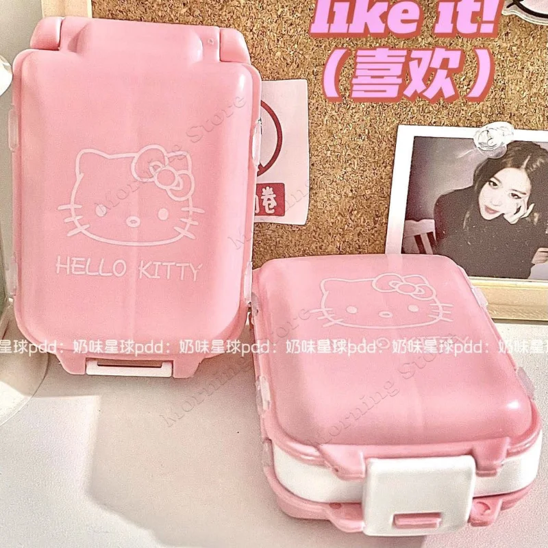 Портативный контейнер Hello Kitty для лекарств милый розовый таблеток с 8 ячейками