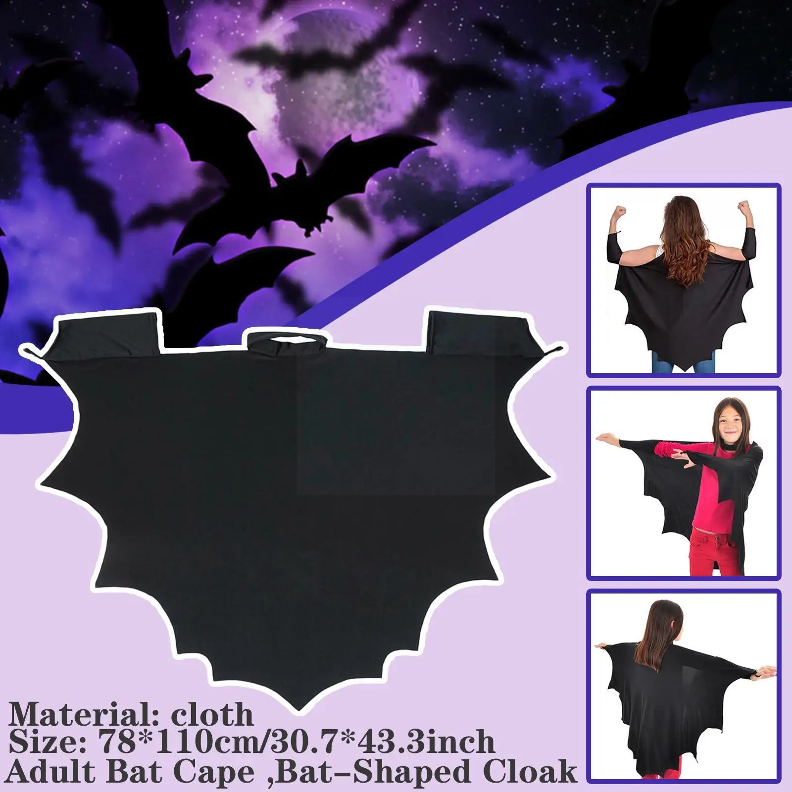 

Костюм летучая мышь на Хэллоуин, комбинезон, платье для взрослых на Хэллоуин, черные реквизиты, Женский костюм для косплея и вечеринки для девочек U1J0