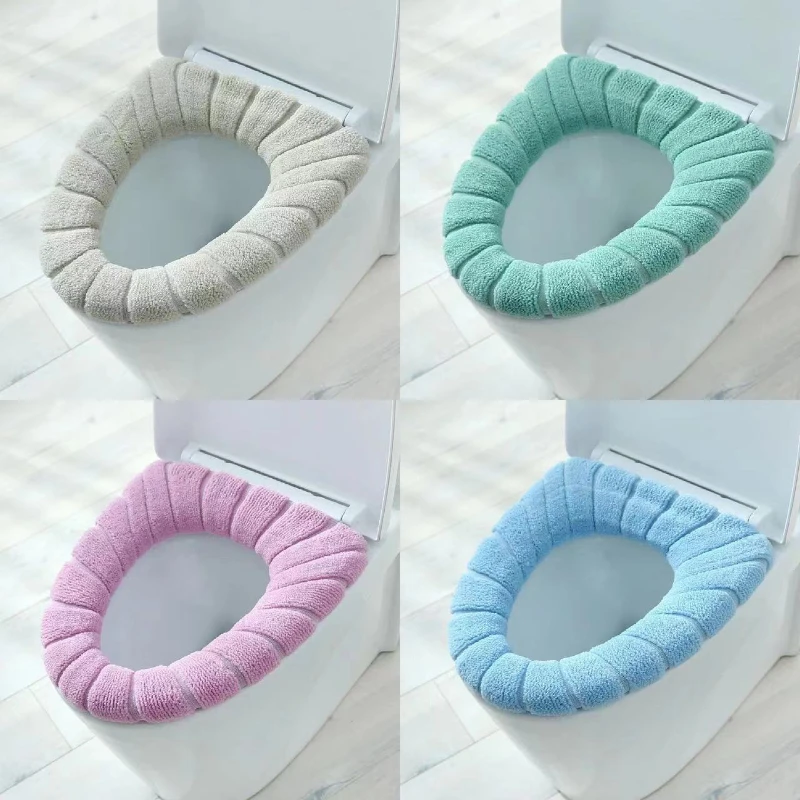 

Washable Knitting O-shape Toilet Seat Cover Pumpkin Pattern Closestool Mat Keep Warm Children Potty Training Bathroom Accessorie