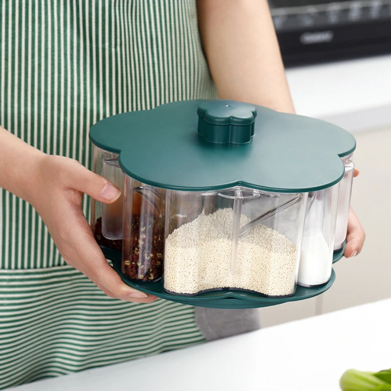 

Seasoning Box Household Combination of Kitchen Supplies Put Salt, Sugar Glutamate Four Boxes of Storage Material Box Container