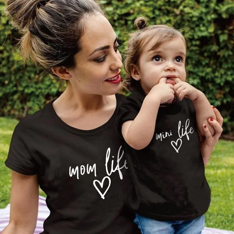 

Valentine's day summer new top with love for parents and children short sleeve mother's shirt ZYRR