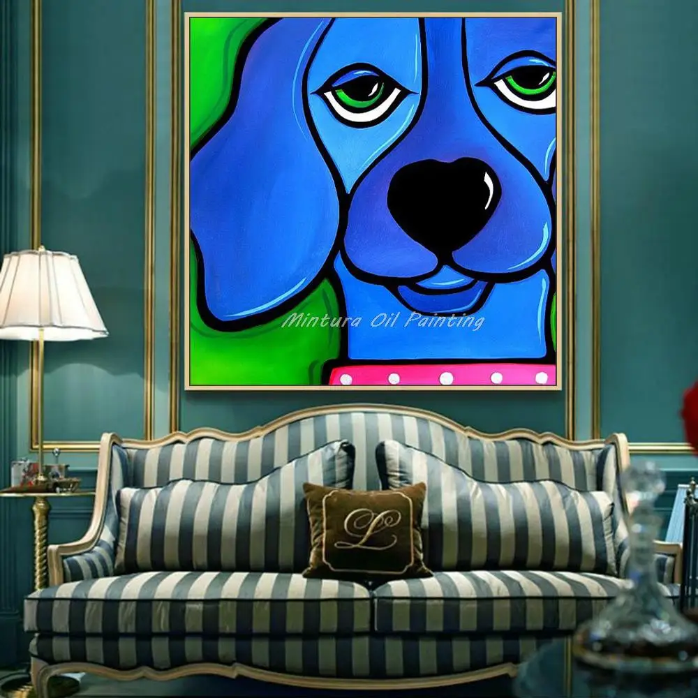 Mintura ручная роспись абстрактные картины маслом с собаками и животными на Canva