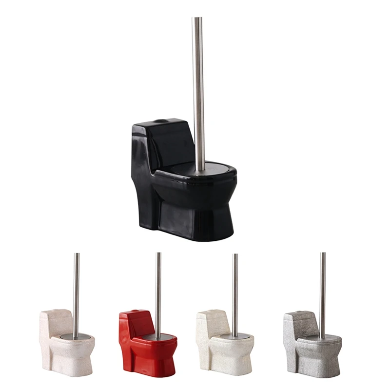 

Creative Handmade Toilet Brush Holder Set Toilet Cleaning Ceramic Long Handle Free Punching Toilet Brush