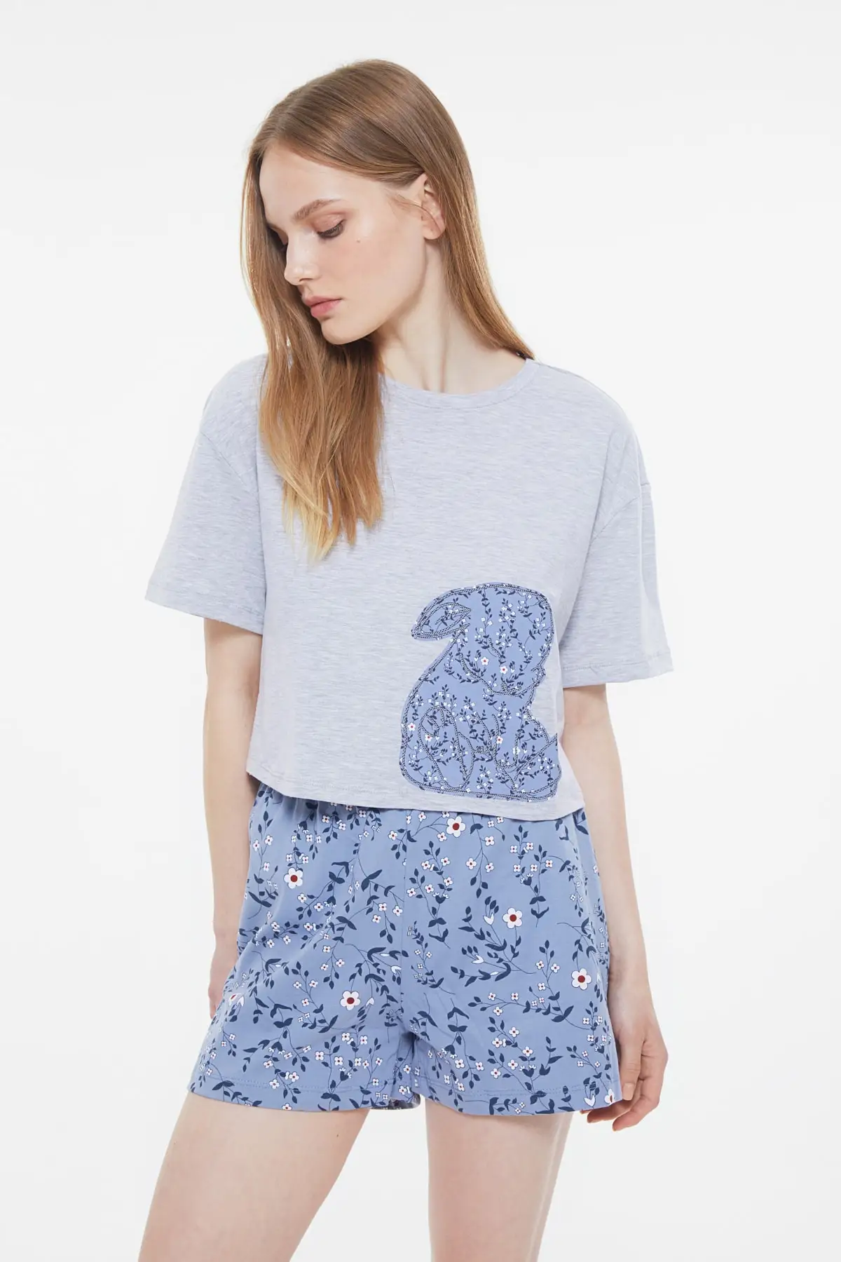 

Trendyol Rabbit Embroidered Knitted Pajama set THMSS21PT0673