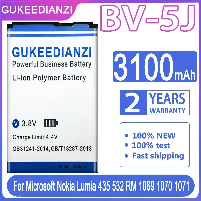 Сменный аккумулятор GUKEEDIANZI BV-5J 3100 мАч для Microsoft Nokia Lumia 435 532 RM 1069 1070 1071 BV 5J Lumia435