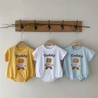 2022 summer new baby cute bear bodysuit cotton infant boy short sleeve bodysuit fashion baby girl casual clothes 0 24m