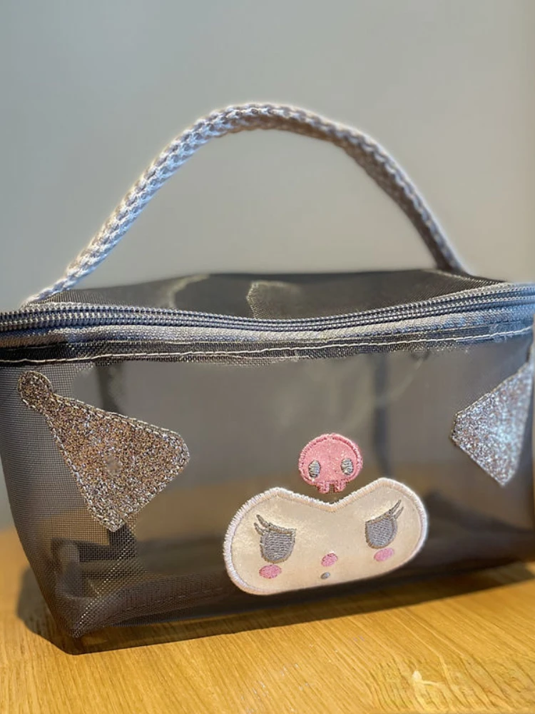 sanrio makeup bag kawaii pouch Portable Organizer Cosmetic Case Cute Cartoon Clow M Hollow Hand Wash Bag Girl Heart Fitness