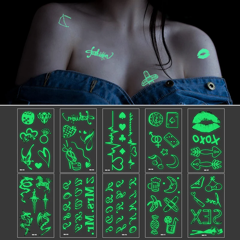 

Luminous Tattoo Sticker Children Arm Face Glowing Tattoo Body Art Tattoo Dinosaur Pirate Unicorn Mermaid Tattoo Cartoon