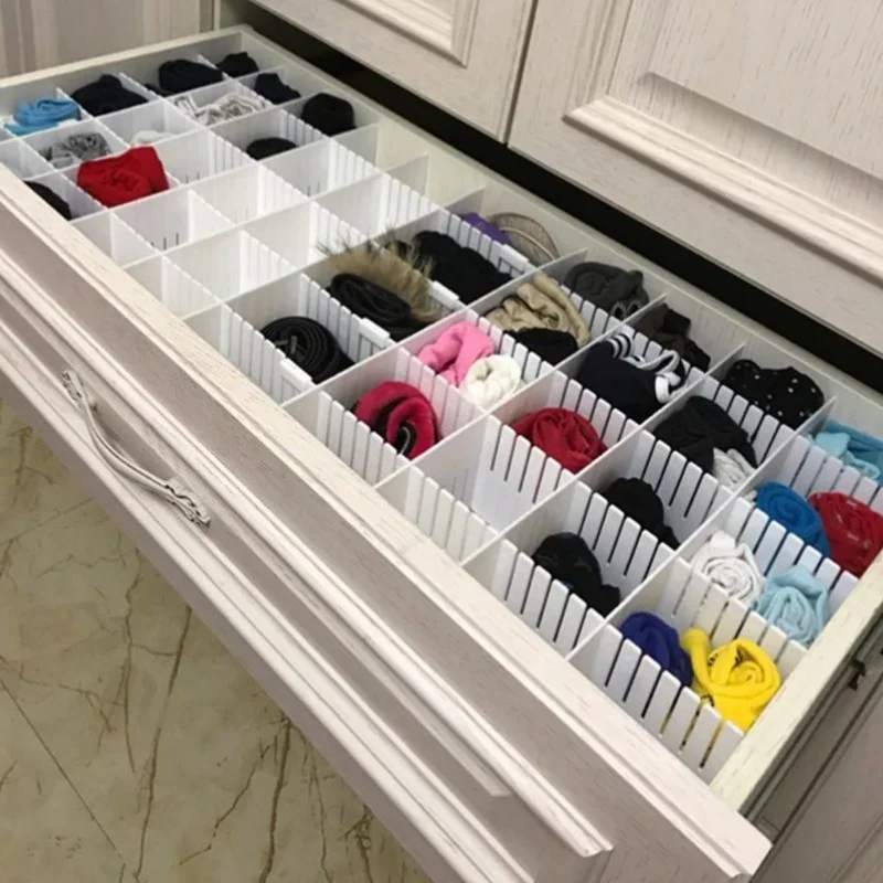 

Drawer Divider Organizers 4PCS Plastic Grid Adjustable Plastic Divider Household Home Organization Makeup Storage Drawers