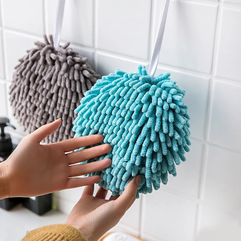 

Bathroom Chenille Hand Towels Soft Super Absorbent Towel Ball Hanging Quick-Drying Wipe Hand Towel Microfiber Cleaning Cloth