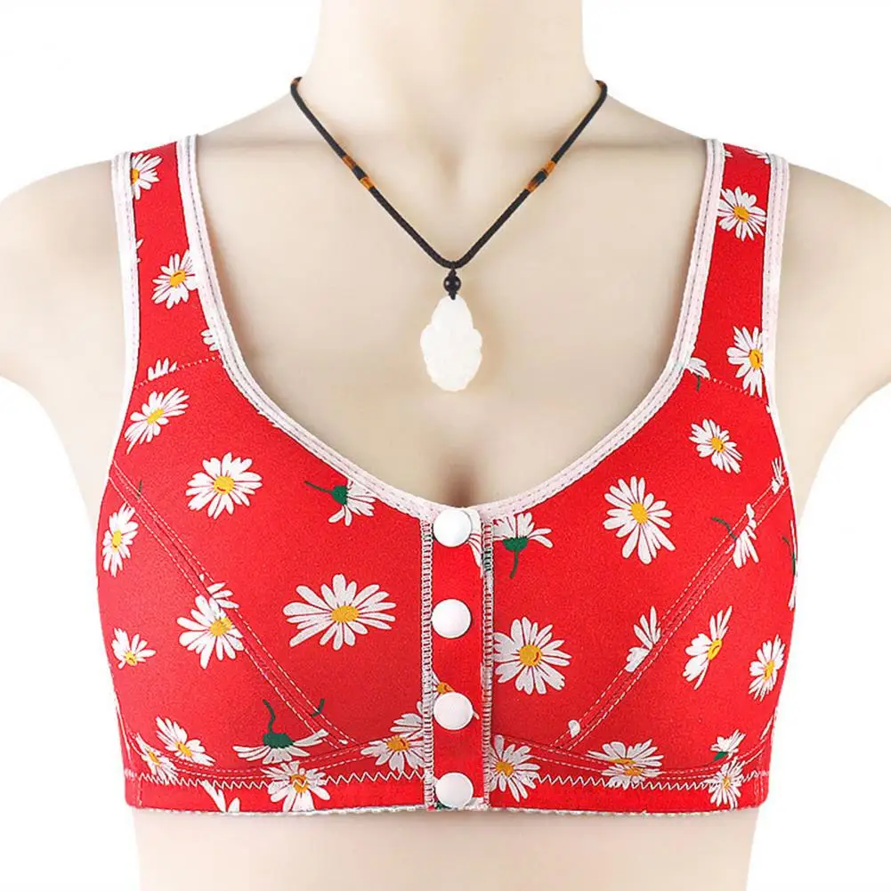 

Tank Top Bra Flower Printed Women's Sports Bras Front Button Closure No Underwire High Support Racerback Underwear for Active
