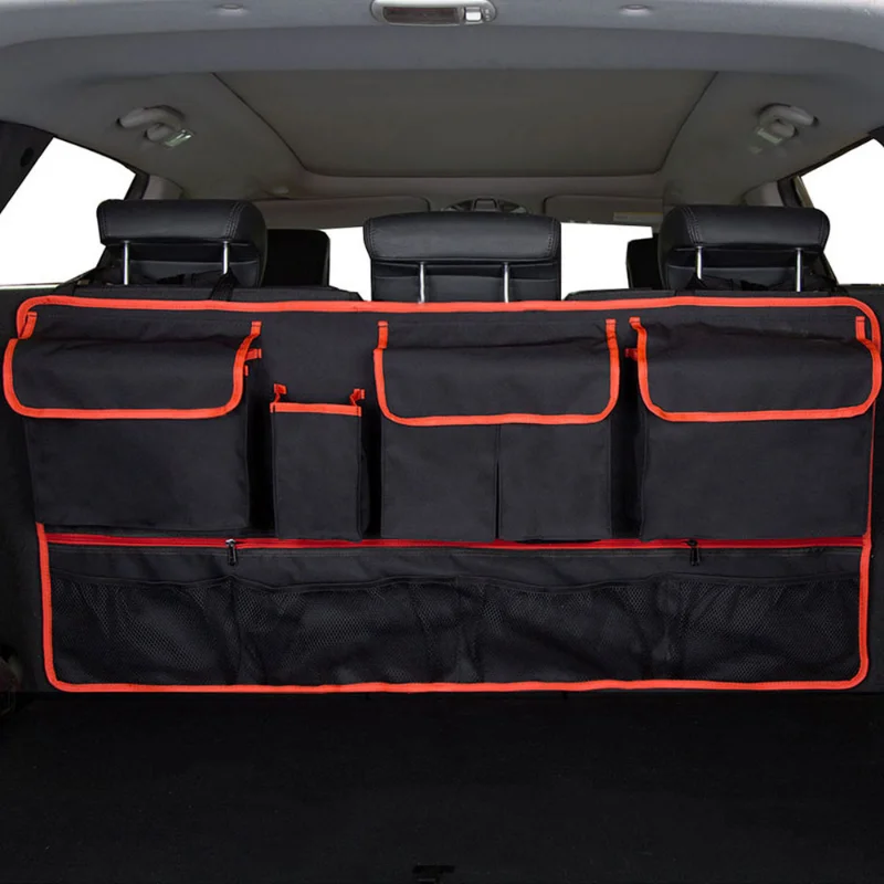 

Multi-Pocket Car Trunk Organizer Hanging Rear Seat Storage Bag with 9 Pockets Waterproof Oxford Cloth Storage Pocket Accessories