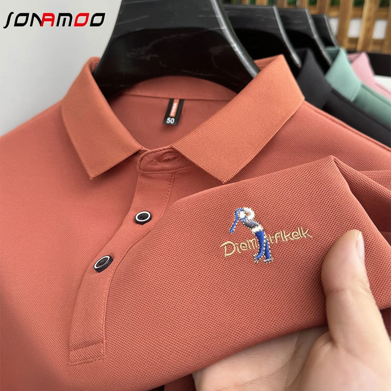 New Men's Casual and Fashionable Embroidered Short Sleeved Polo Shirt Comfortable Breathable Versatile Summer Top