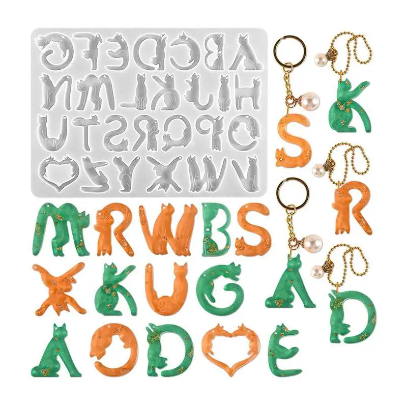 

Алфавит, силиконовые формы, дизайн кошки, брелок, искусственные многоразовые буквы, литье, форма из эпоксидной смолы