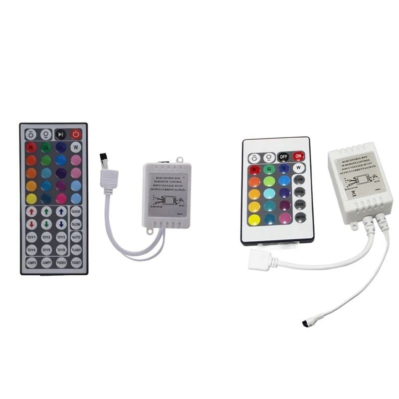 

1 Pcs 44Key IR Remote Controller For RGB 5050 LED Light Strips & 1 Pcs LED RGB Controller Control IR FB 24 Keys White