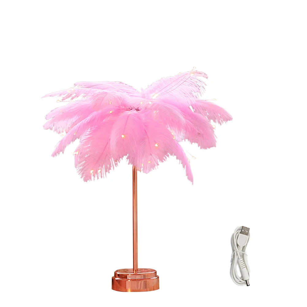 Абажур из искусственного пера с питанием от USB-аккумулятора домашний декор