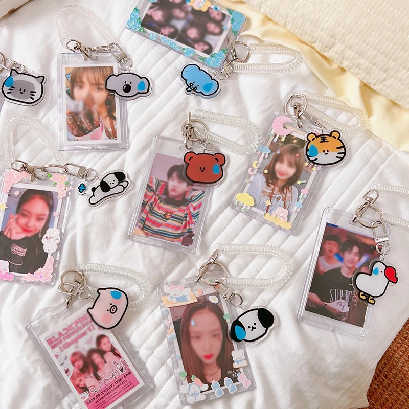 

Photo Protector Idol Photo Sleeves Card Holder Stationery Photocard Cute Acrylic 3 Inch Small Animal Pendant Kawaii Photo Frame