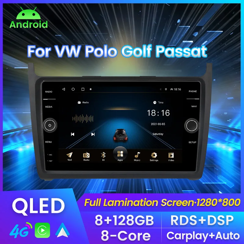 

4G Lte DSP 2din Android 11 Car Radio Multimedia Video Player GPS Navigation For Volkswagen VW Polo 2008-2020 Stereo Head Unit