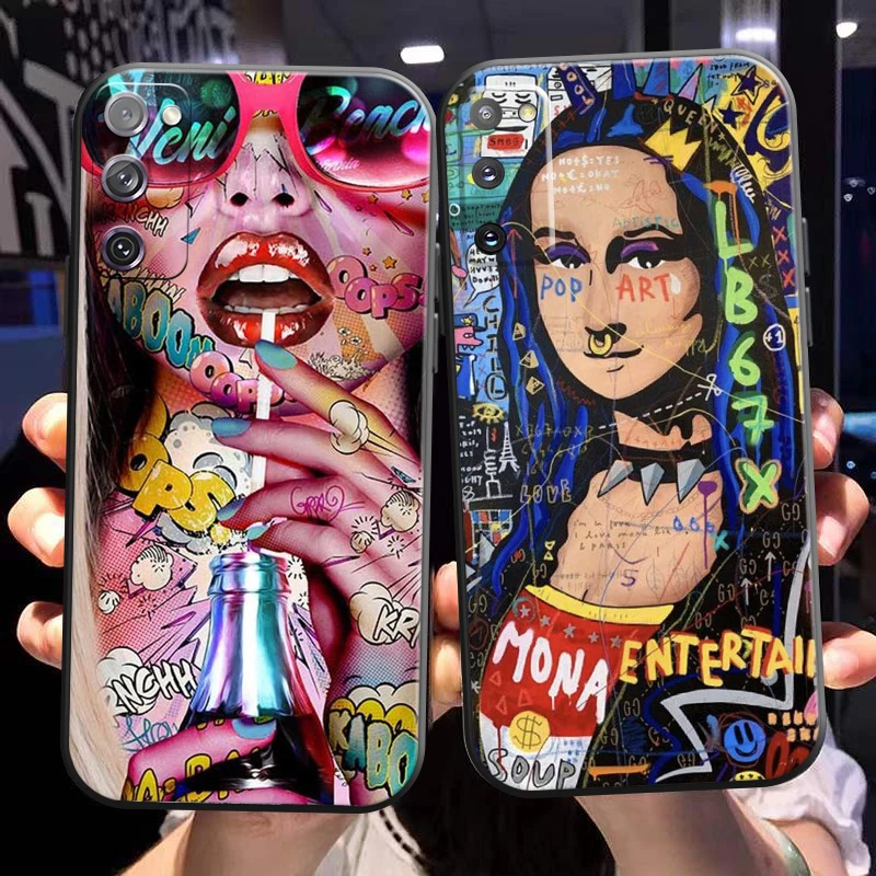 

Street Graffiti Oil Painting Phone Case For Samsung Galaxy S21 S20 Plus Ultra FE 5G Soft Liquid Silicon Silicone Cover TPU