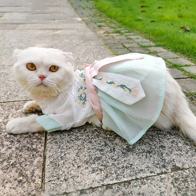 

Cat Hanfu Pet Antique Dress Cat Princess Dress Dog Clothes Pomeranian Bichon Teddy Cute Thin Skirt