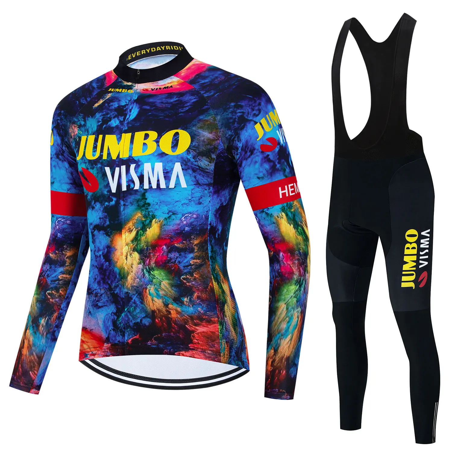 

2023 New Jumbo Visma Team Cycling Jersey Set Long Sleeve Clothing Suit Mens Long Sleeve MTB Bike Road Pants Bib Maillot Ropa