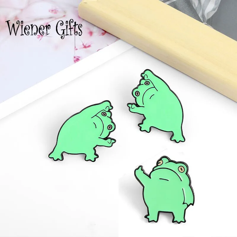 

5PCS Cute Frog Enamel Pins Animal Kids Backpack Bag Badges Demin Jacket Clothes Brooches Child Gift Backpack Pin Badges