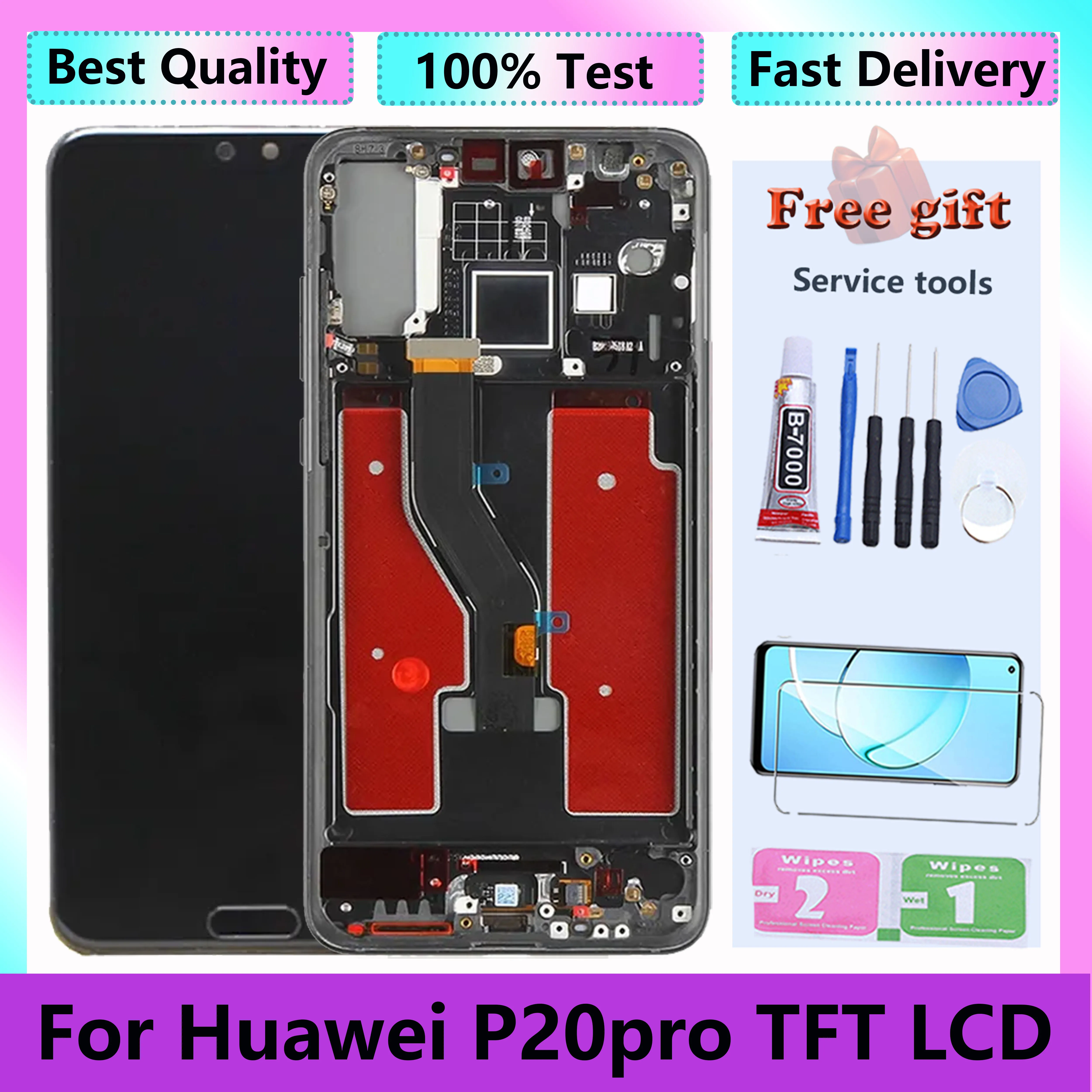 Сенсорный экран TFT для Huawei P20pro, дисплей с рамкой CLT-ALO AL01 TL01 L29 L09, ЖК-дисплей в сборе, дигитайзер, запасные части
