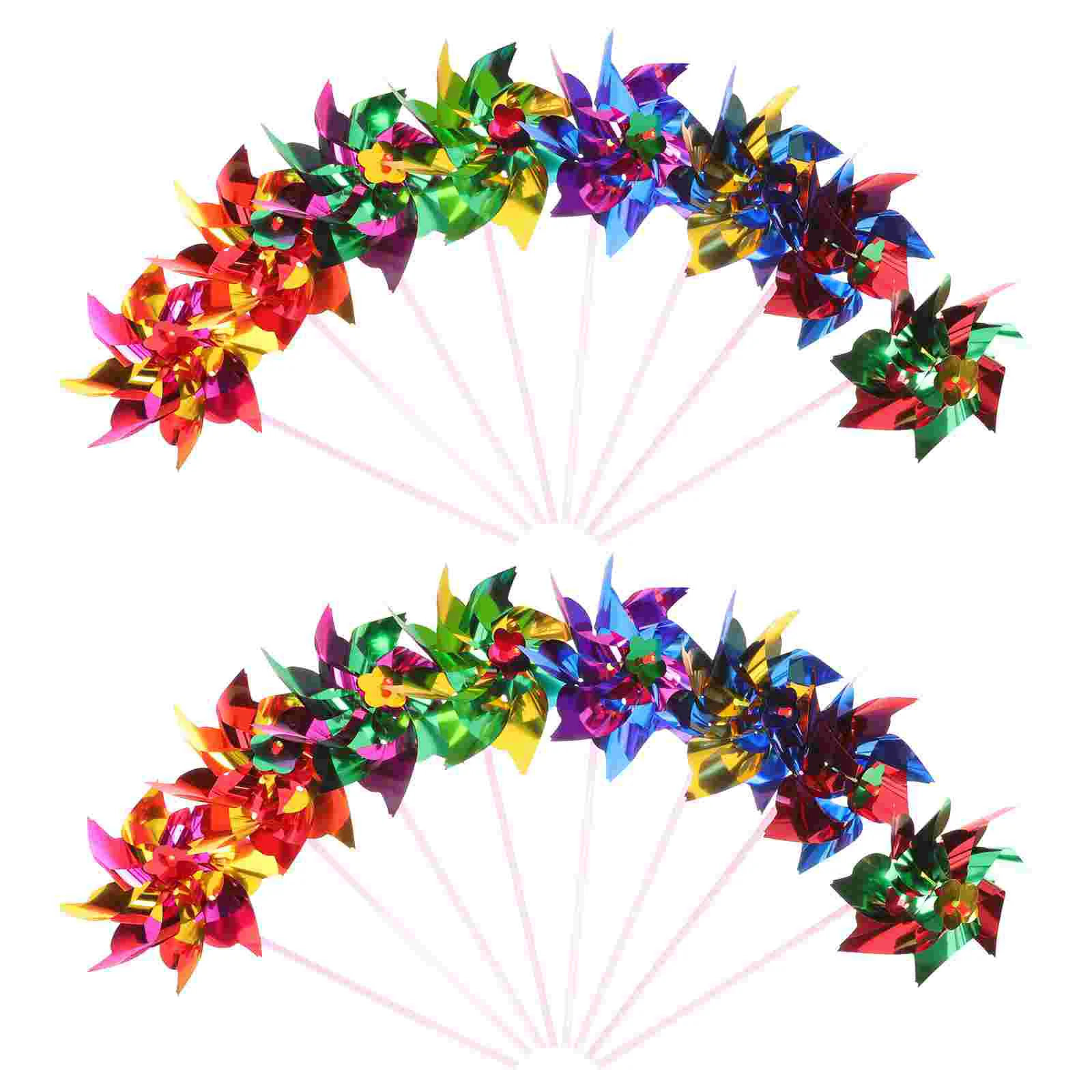 

100 Pcs The Toys For Toys Octagonal Decorative Outdoor Playsetation Windmill Playthings(Random Color)