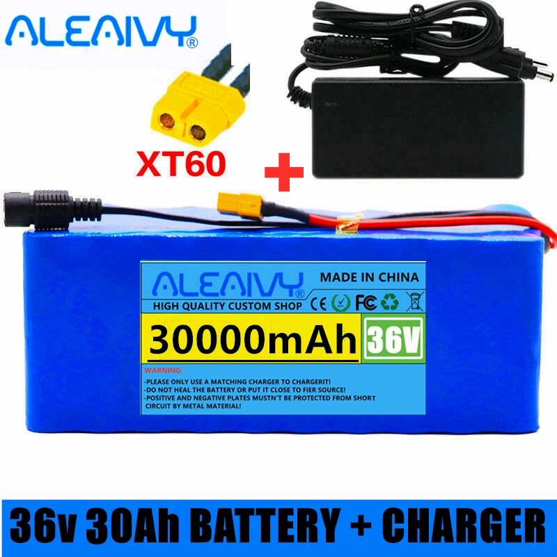 High Capacity 36v Battery 36v 30Ah 1000w 10S3P Lithium ion Battery Pack For 42v E-bike Electric bicycle Scooter + Charger