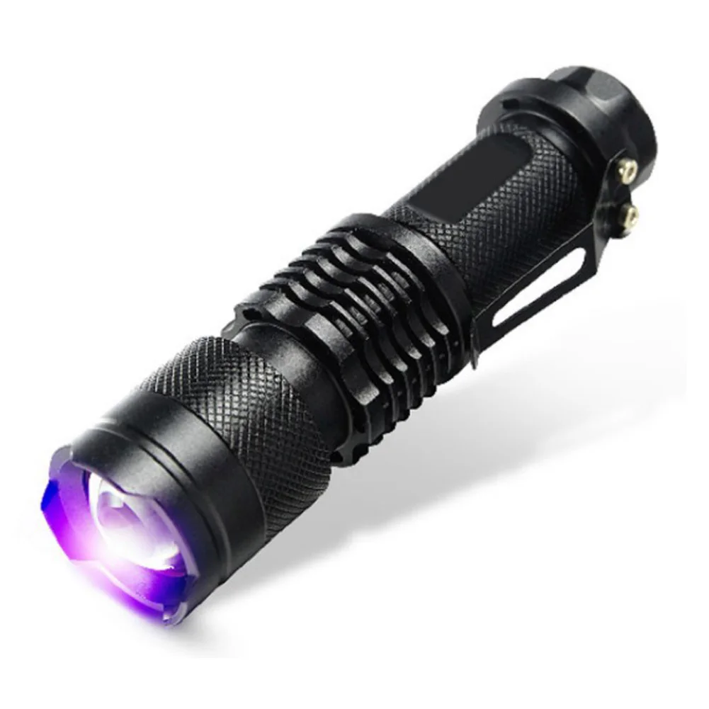 

600LM LED Flashlight UV Torch Ultraviolet Lamp 3 Modes Zoom 395nm Torch Lamp for Outdoor Night Fishing Banknote Checking