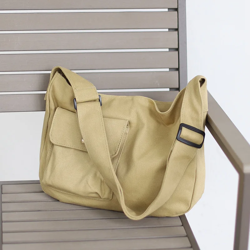 

2022 Новая модная повседневная вместительная однотонная сумка через плечо, студенческие женские сумки на плечо, холщовые сумки, сумка для дев...