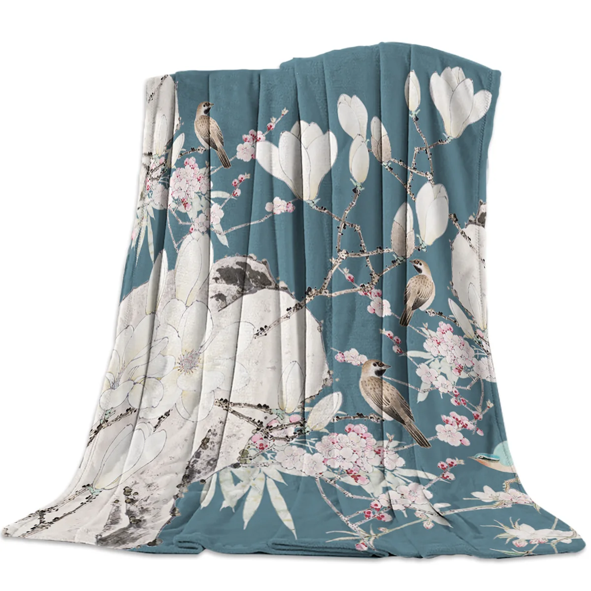 

Flower Hummingbird Flannel Fleece Bed Blanket Bedspread Cover Soft Lightweight Warm Cozy Throw Blankets Queen Size Coverlet Bed