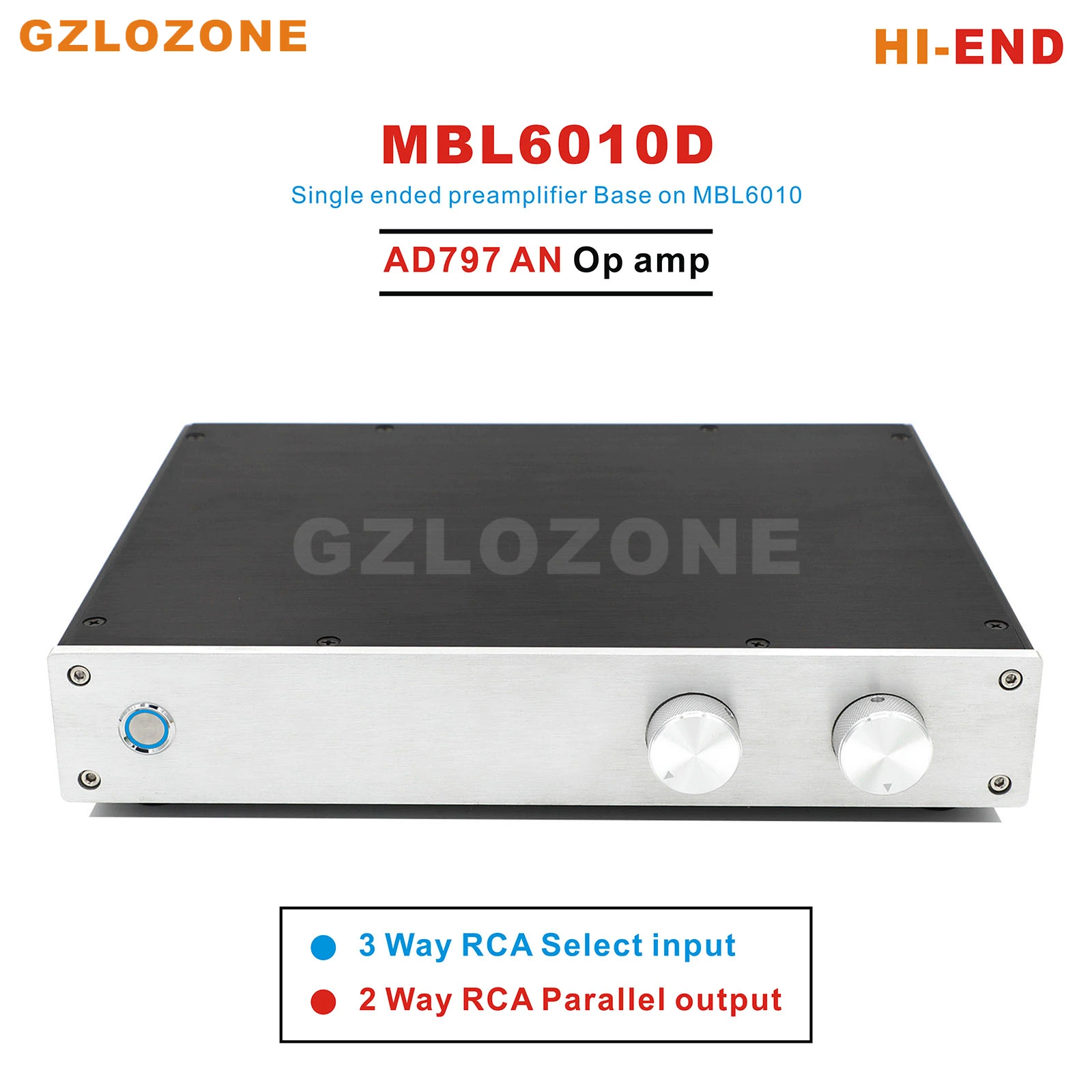 

Предусилитель MBL6010D AD797, база на схеме предусилителя MBL6010, 3 входа и 2 выхода