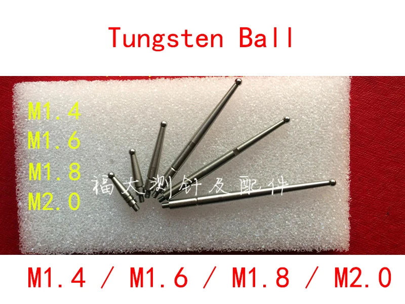 

M1.4 M1.6 M1.8 M2.0 Thread 1mm 2mm Tungsten Steel Ball Instrument Meter Gauge Pin Dialgage Level Dial Test Indicator Tip Probe