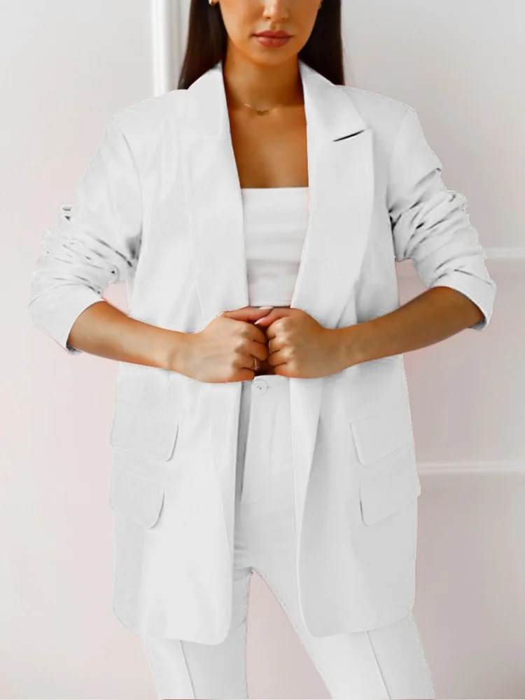 

Mandylandy Women Elegant Autumn Blazer Coat Fashion Female Y2K Long Sleeve Turn Down Collar Cardigan Jacket Outerwear Streetwear