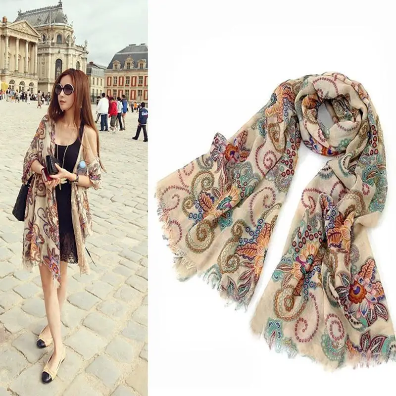 

Bohemian Style Cashew Jacquard Scarf Women Winter Long National And Wraps Print Shawls Travel Soft Headscarf Wind Ladies Sc J1w2