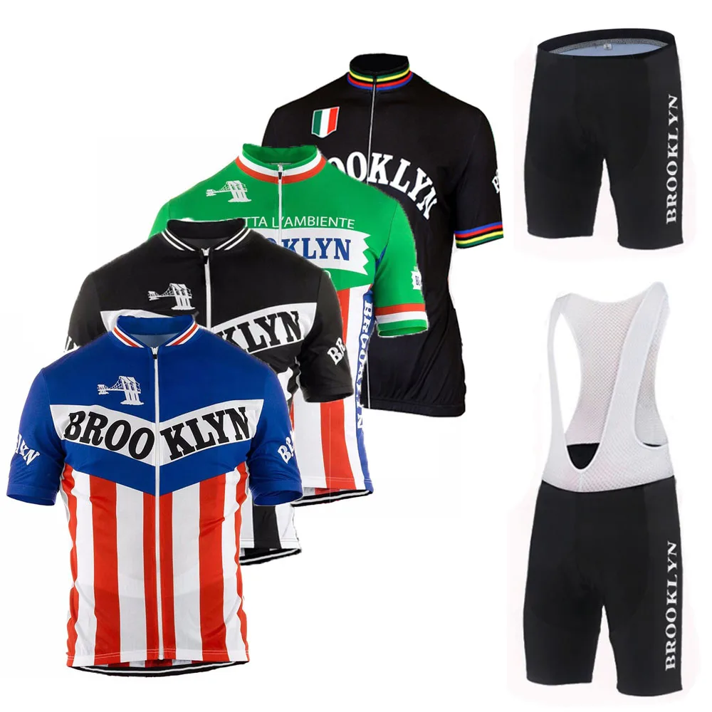 Set Brooklyn 2022 Cycling Jersey Men's Summer Cycling Clothing Bicycle Bib Shorts Road Bike Shirt Suit MTB Clothes Maillot