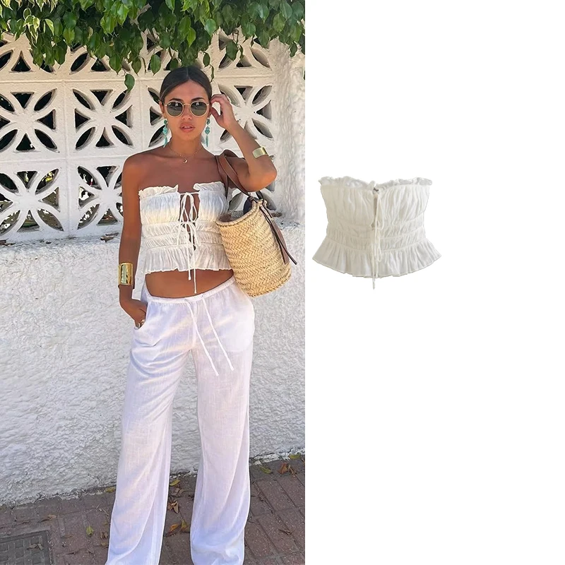 Кроп-топ женский летний с открытыми плечами