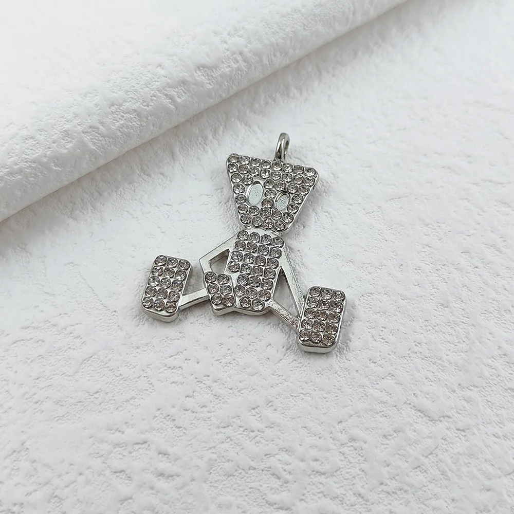 

Men Silver Color White Crystal Stone Charm Statement Necklaces Cartoon Animal Pendant Jewelry For Women Men Fashion Necklace