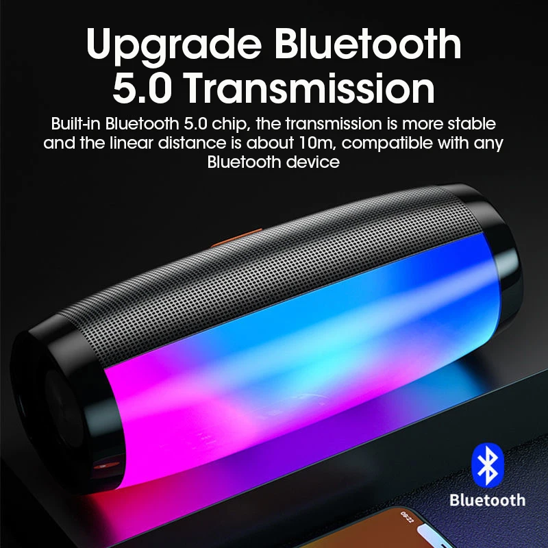 Портативная Bluetooth-колонка мощный беспроводной бумбокс с мощным басом поддержкой
