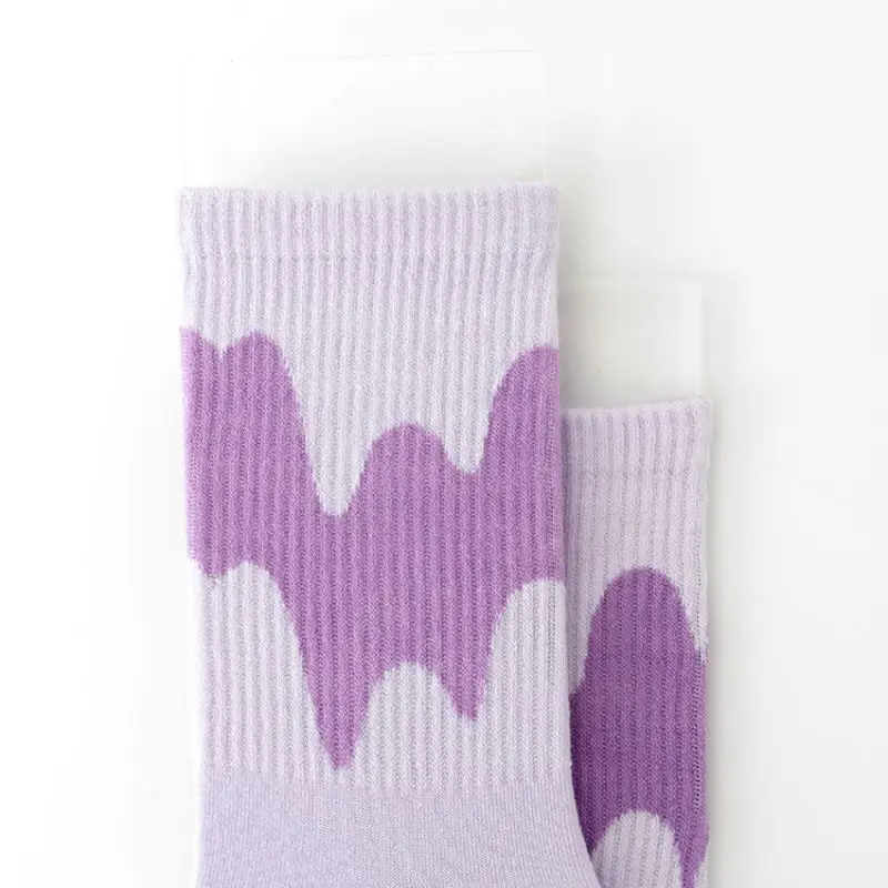 3 Pairs Women's Cotton Socks Gradient Colors Sports Socks Harajuku Fashion Man's Knitting Rib Skateboard Crew Socks Casual Soft