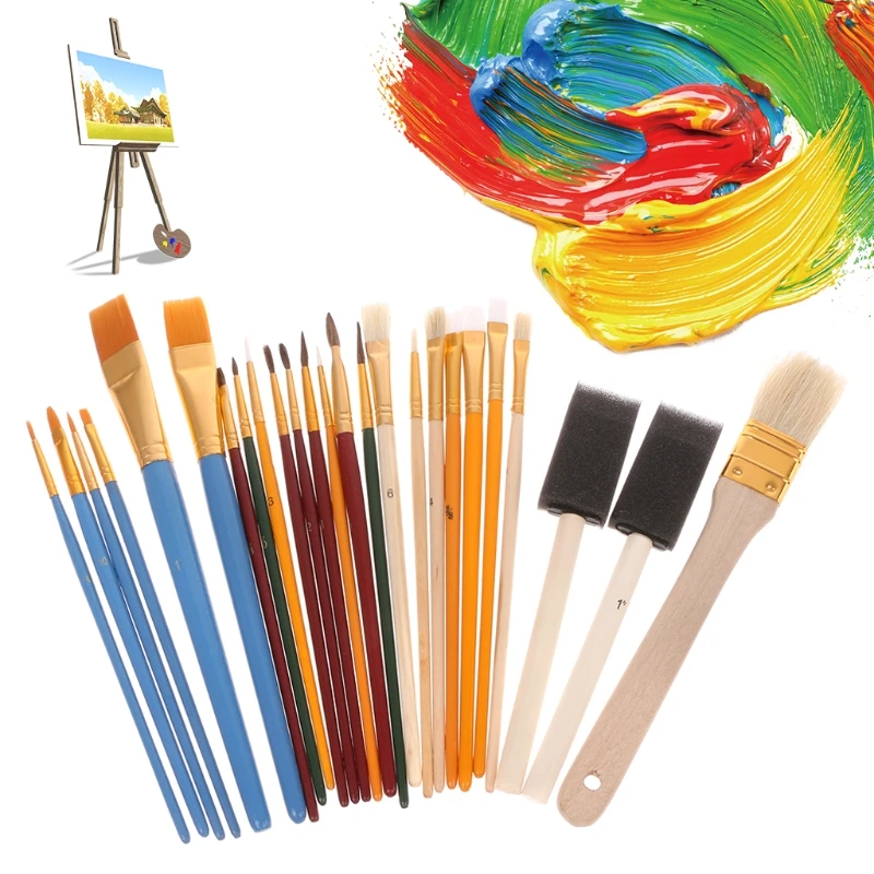 

Набор профессиональных кистей для рисования, нейлоновая ручка для нанесения акварельных красок, 25 шт.