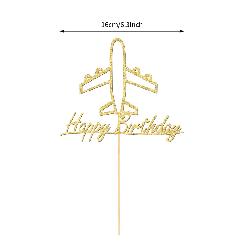 

YOMDID золотой самолет Топпер для торта Блестящий Топпер для торта Бумажный декор для торта Блестящие украшения для вечеринки для тортов на день рождения