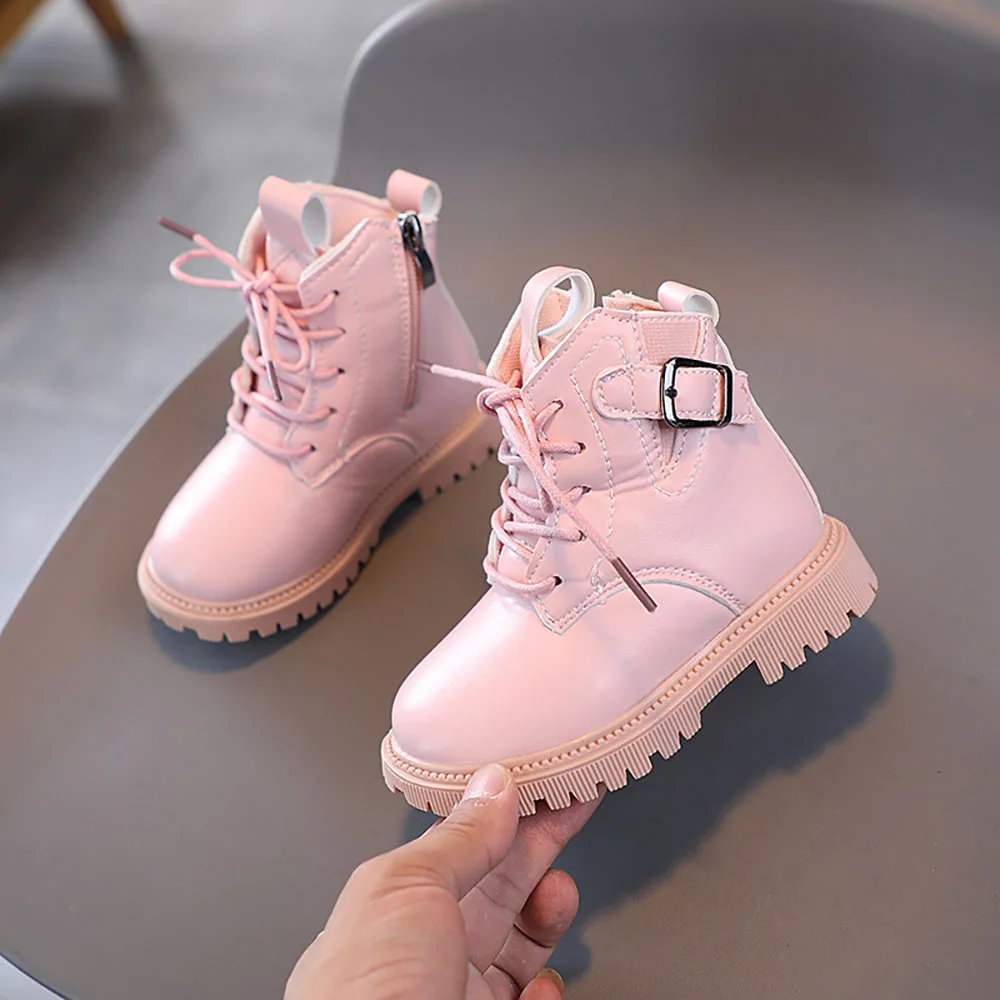 

Autumn Fashion Boots For Girls Korean Style PU Leather Birthday Party Princess Shoes Soft-soled Anti-slippery Spring Fall Boots