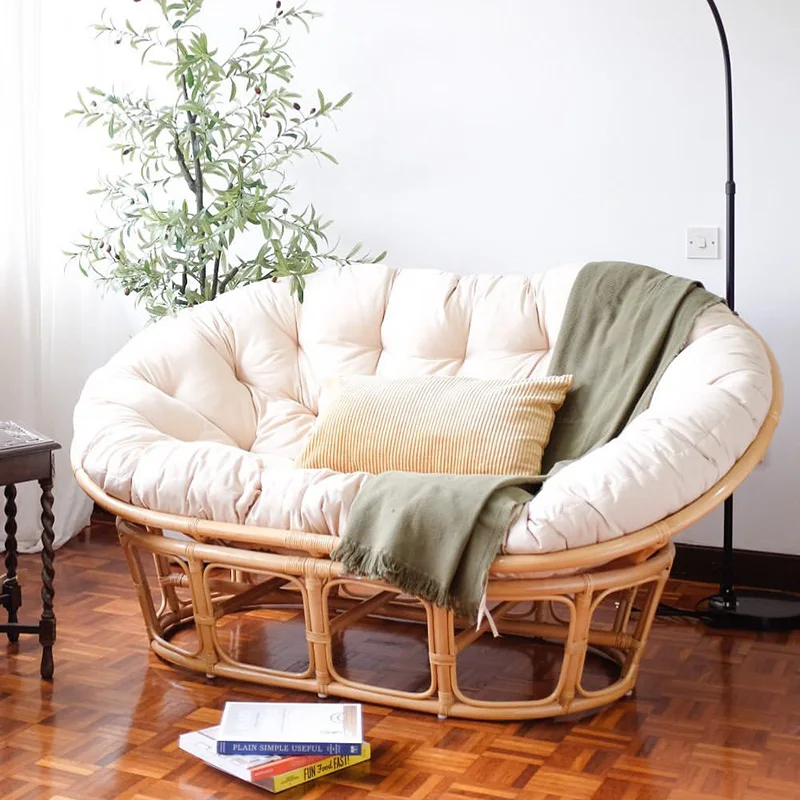 

Nordic Rattan Sofa Real Rattan Double Rattan Chair B & B Home Leisure Recliner Lazy Bone Chair