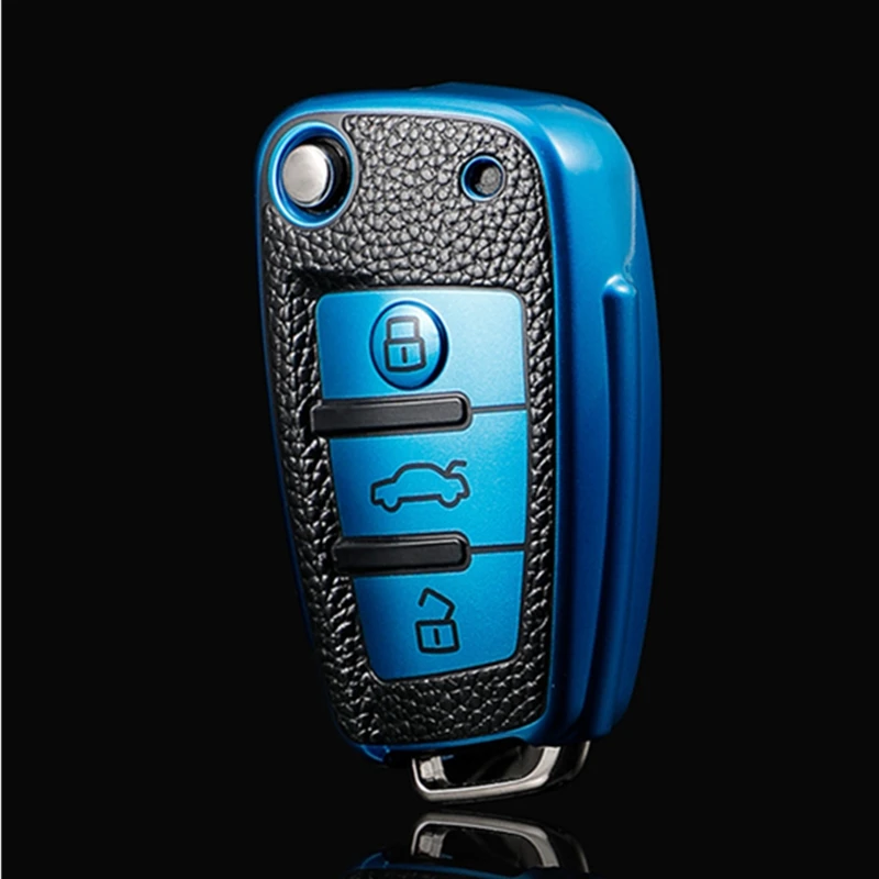

TPU+Leather 3 Buttons Car Key Case Cover For Audi C6 R8 A1 A3 Q3 A4 A5 Q5 A6 A7 S6 B6 B7 B8 8P 8V 8L TT RS Sline Accessories